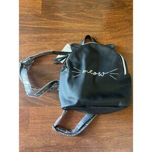 Black Faux Leather “Meow” Mini Backpack Cat Ears Cute Small Bag NWT Kohl’s